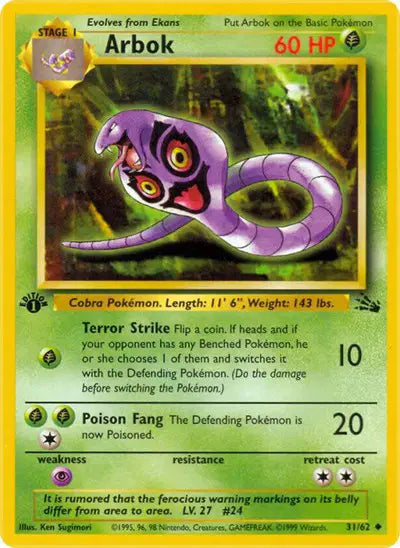 Arbok - 31/62 - 1st Edition - Fossil