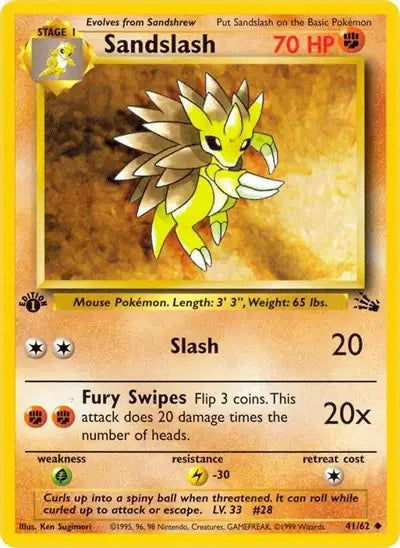 Sandslash - 41/62 - 1st Edition - Fossil