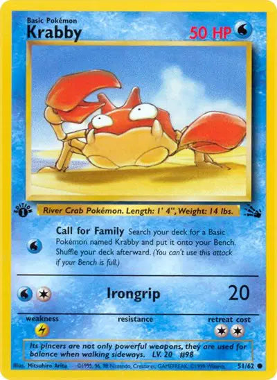 Krabby - 51/62 - 1st Edition - Fossil