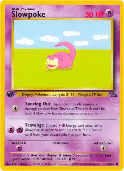 Slowpoke - 55/62 - 1st Edition - Fossil