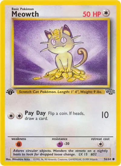 Meowth - 56/64 - 1st Edition - Jungle