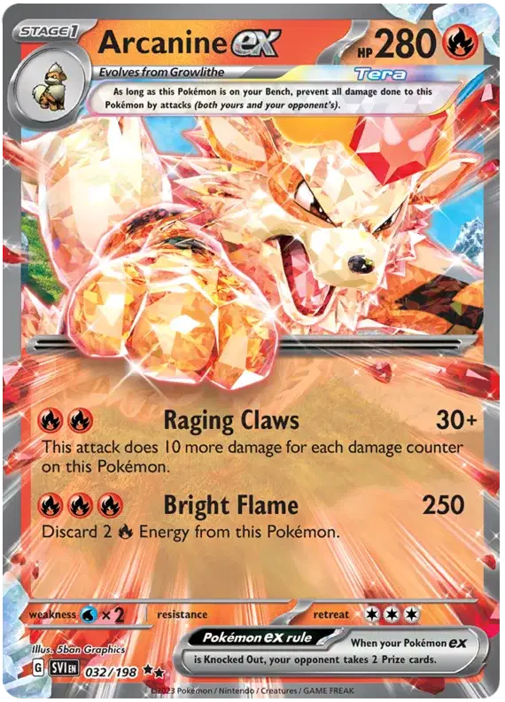 Arcanine ex - 032/198 - Scarlet & Violet Base Set