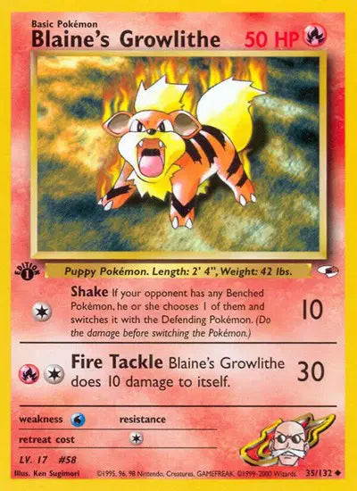 Blaine's Growlithe - 35/132 - 1st Edition - Gym Heroes