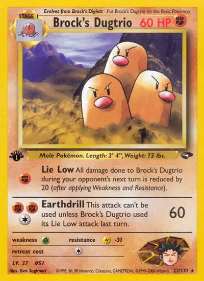 Brock's Dugtrio - 22/132 - 1st Edition - Gym Challenge