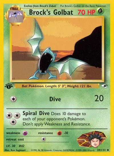 Brock's Golbat - 39/132 - 1st Edition - Gym Heroes