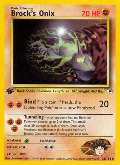 Brock's Onix - 21/132 - 1st Edition - Gym Heroes