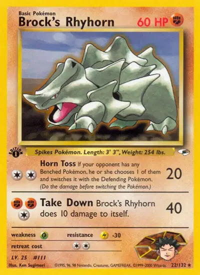 Brock's Rhyhorn - 22/132 - 1st Edition - Gym Heroes