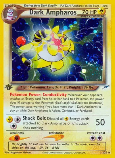 Dark Ampharos - 1/105 - 1st Edition - Neo Destiny