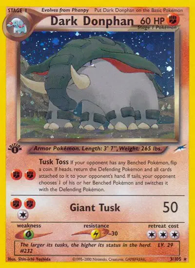 Dark Donphan - 3/105 - 1st Edition - Neo Destiny