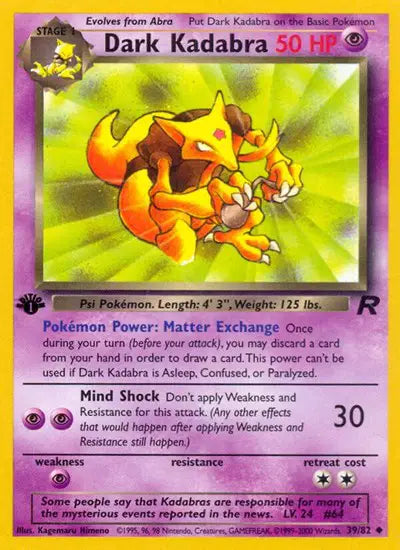 Dark Kadabra - 39/82 - 1st Edition - Team Rocket
