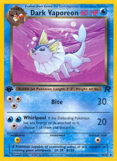 Dark Vaporeon - 45/82 - 1st Edition - Team Rocket