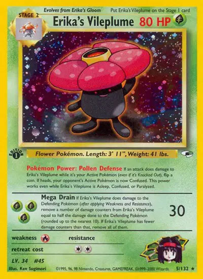 Erika's Vileplume - 5/132 - 1st Edition - Gym Heroes