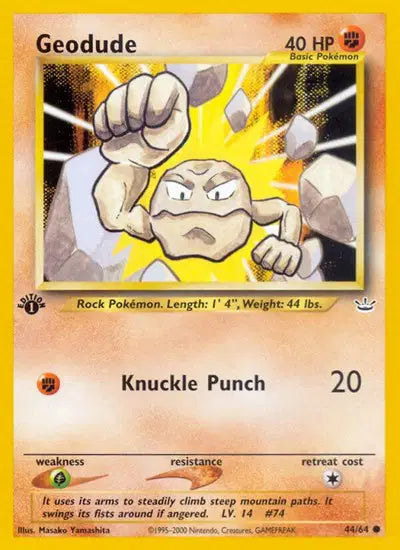 Geodude - 44/64 - 1st Edition - Neo Revelation