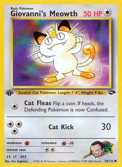 Giovanni's Meowth - 74/132 - 1st Edition - Gym Challenge
