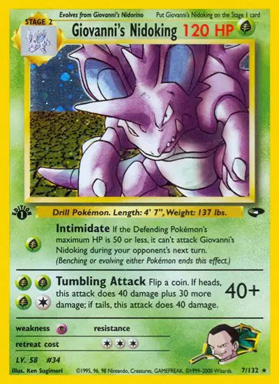 Giovanni's Nidoking - 7/132 - 1st Edition - Gym Challenge