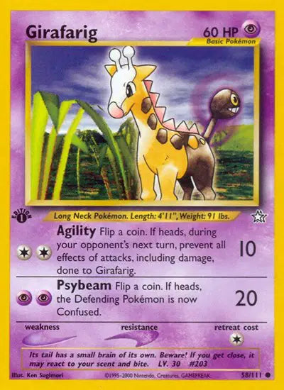Girafarig - 58/111 - 1st Edition - Neo Genesis