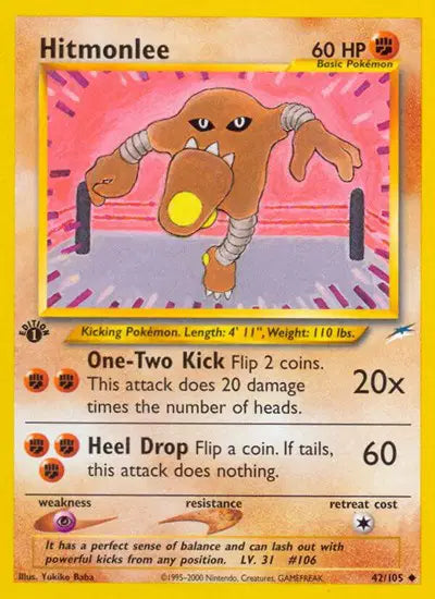 Hitmonlee - 42/105 - 1st Edition - Neo Destiny