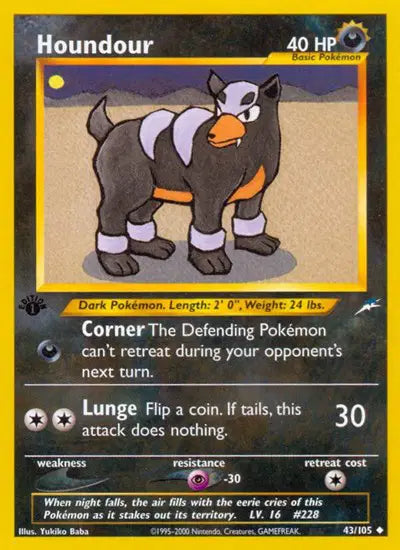Houndour - 43/105 - 1st Edition - Neo Destiny