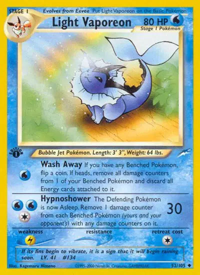 Light Vaporeon - 52/105 - 1st Edition - Neo Destiny