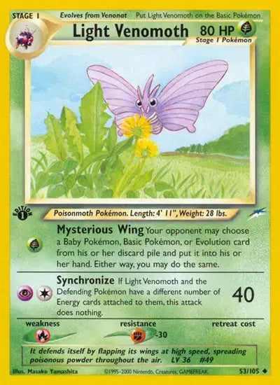 Light Venomoth - 53/105 - 1st Edition - Neo Destiny