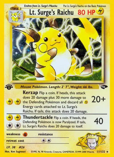 Lt. Surge's Raichu - 11/132 - 1st Edition - Gym Challenge