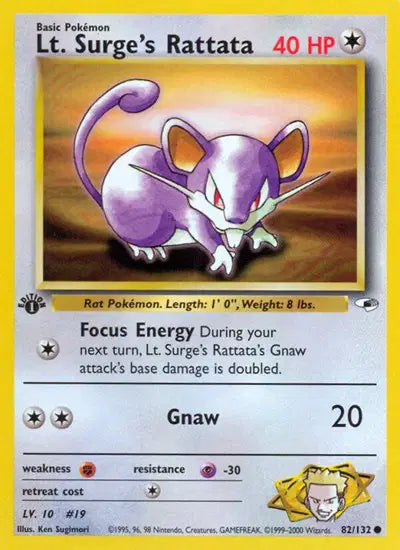 Lt. Surge's Rattata - 82/132 - 1st Edition - Gym Heroes