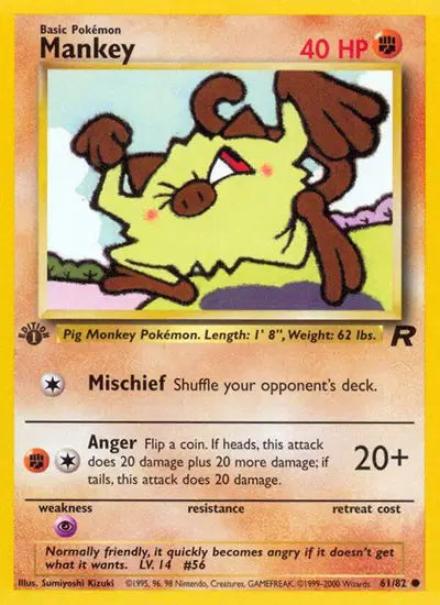 Mankey - 61/82 - 1st Edition - Team Rocket