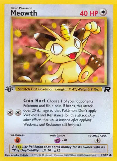 Meowth - 62/82 - 1st Edition - Team Rocket