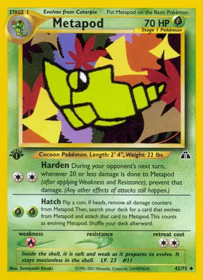 Metapod - 42/75 - 1st Edition - Neo Discovery