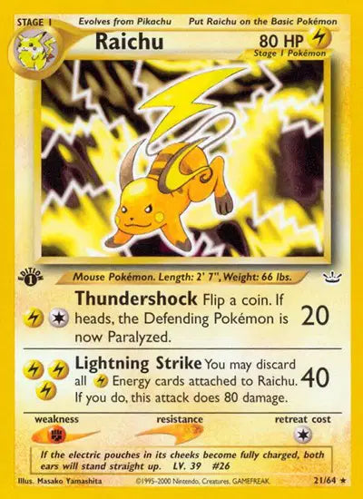 Raichu - 21/64 - 1st Edition - Neo Revelation