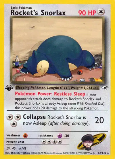 Rocket's Snorlax - 33/132 - 1st Edition - Gym Heroes