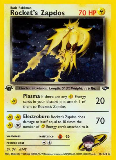 Rocket's Zapdos - 15/132 - 1st Edition - Gym Challenge