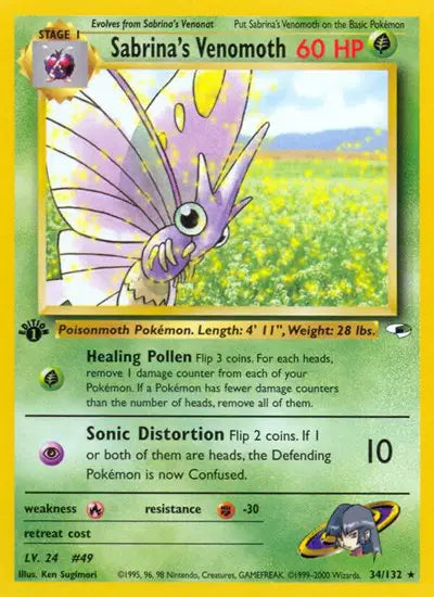 Sabrina's Venomoth - 34/132 - 1st Edition - Gym Heroes