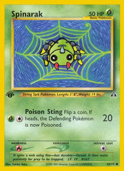 Spinarak - 64/75 - 1st Edition - Neo Discovery