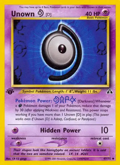 Unown D - 47/75 - 1st Edition - Neo Discovery