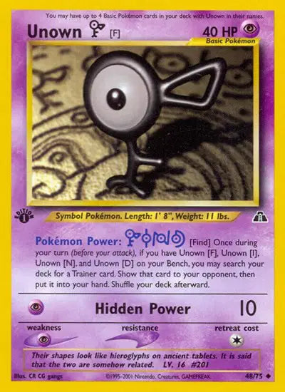 Unown F - 48/75 - 1st Edition - Neo Discovery