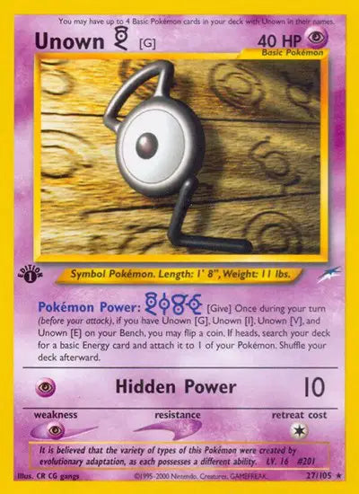 Unown G - 27/105 - 1st Edition - Neo Destiny