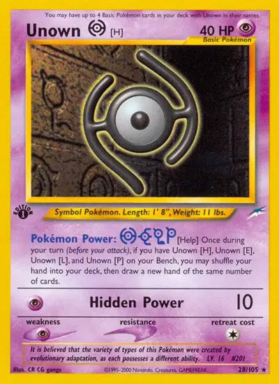 Unown H - 28/105 - 1st Edition - Neo Destiny