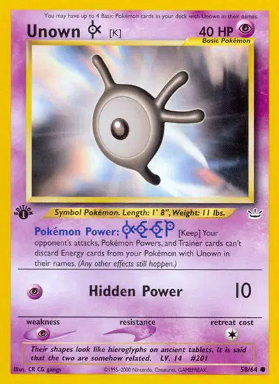 Unown K - 58/64 - 1st Edition - Neo Revelation