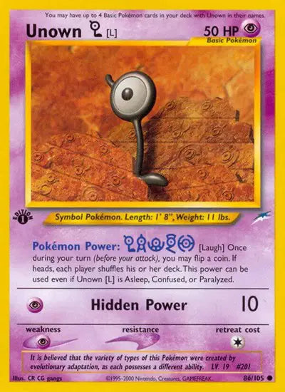 Unown L - 86/105 - 1st Edition - Neo Destiny