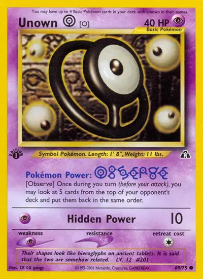 Unown O - 69/75 - 1st Edition - Neo Discovery