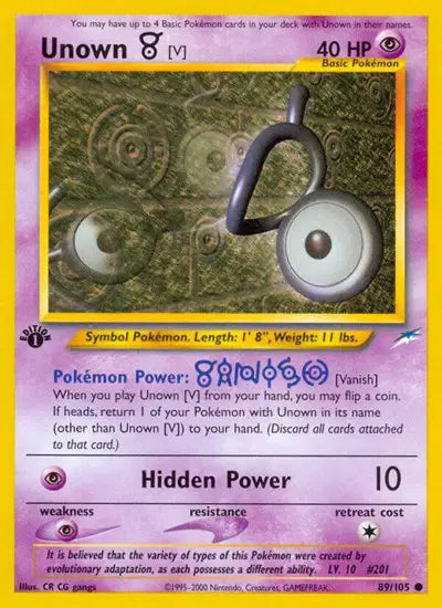 Unown V - 89/105 - 1st Edition - Neo Destiny