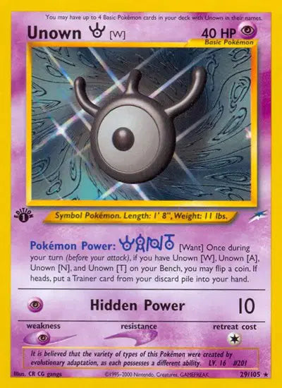 Unown W - 29/105 - 1st Edition - Neo Destiny