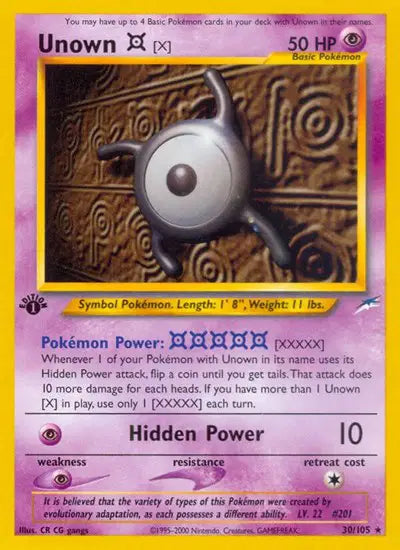 Unown X - 30/105 - 1st Edition - Neo Destiny